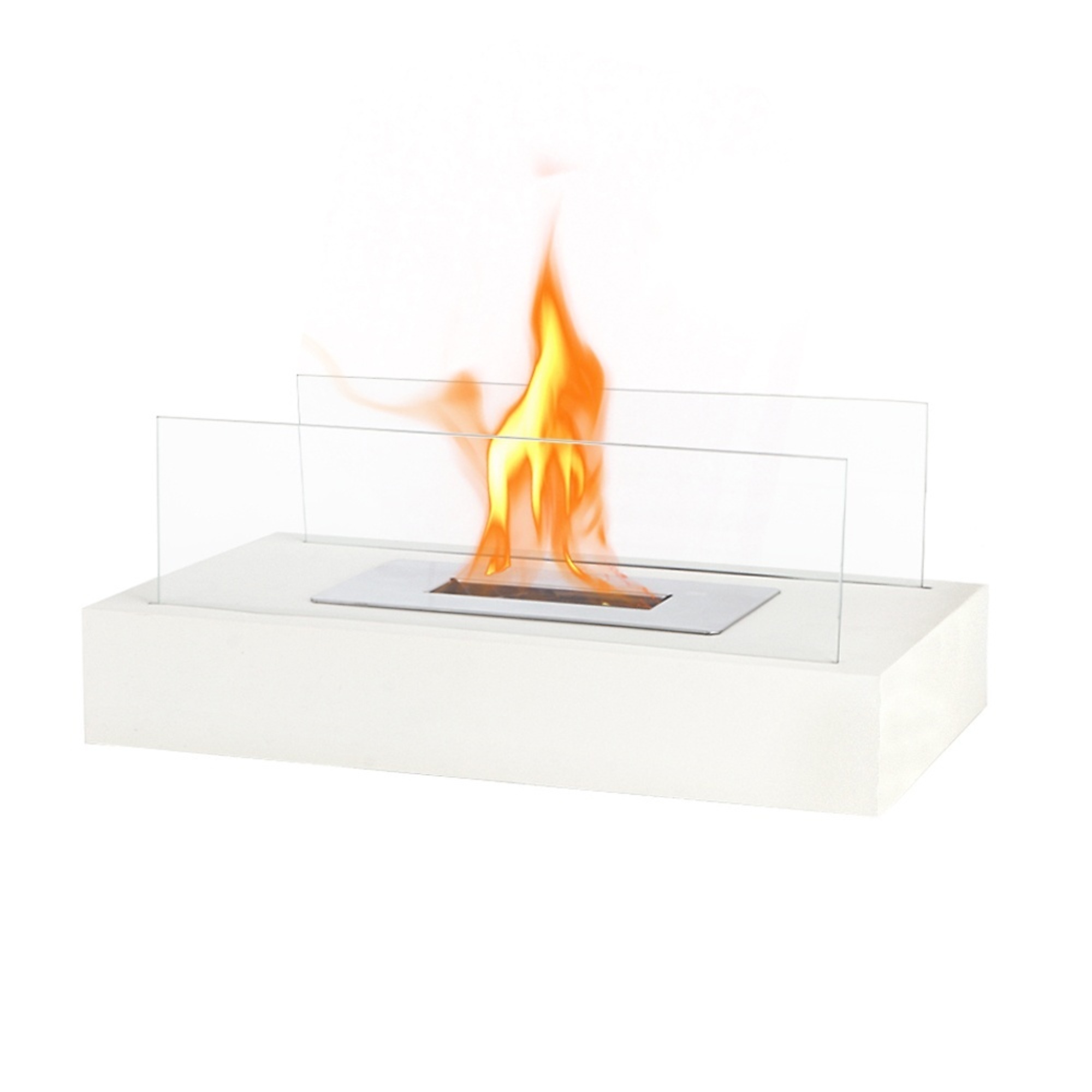 EdenDirect 14 in. Tabletop Ventless Bioethanol Fireplace, White Square